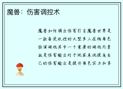 魔兽：伤害调控术